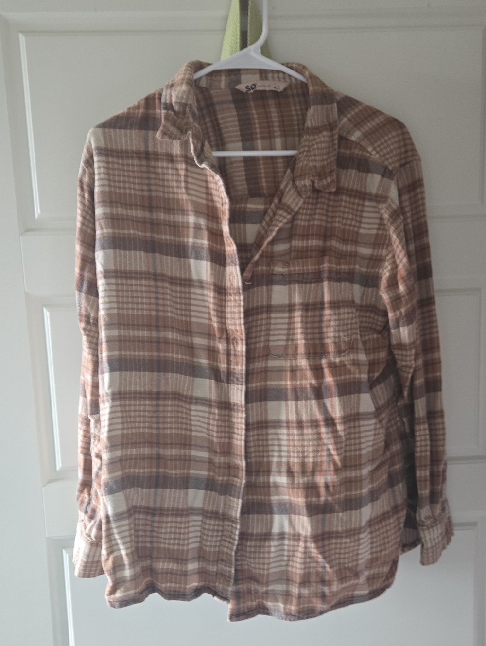 So Beige and Brown Plaid Button-Up Shirt